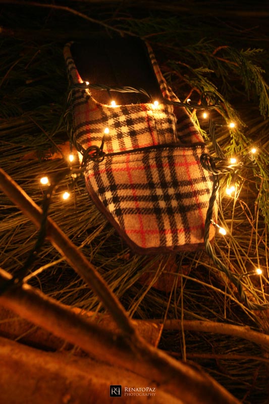 perspective of a portuguese traditional slipper under some lights